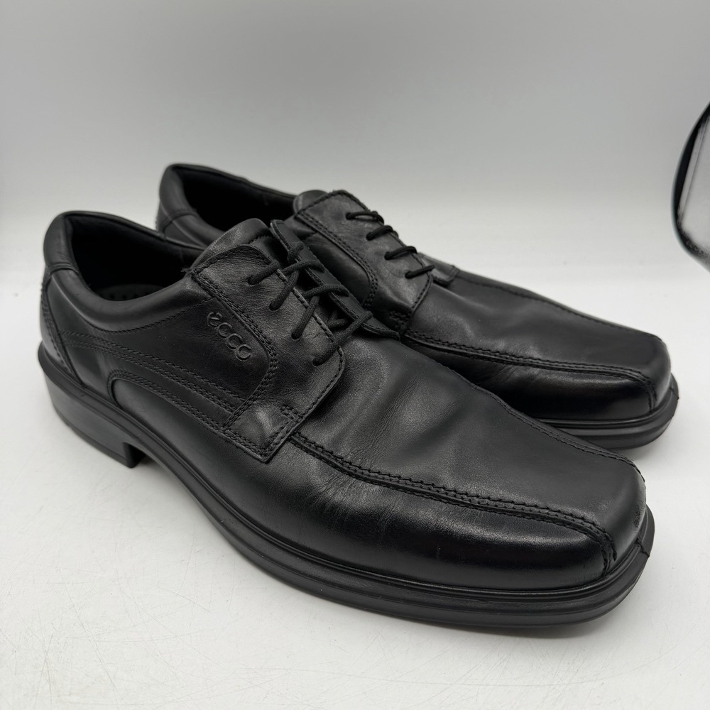 Ecco Helsinki Dress Shoes Mens EU 46 US‎ 12-12.5 Black Leather Bike Toe Oxfords